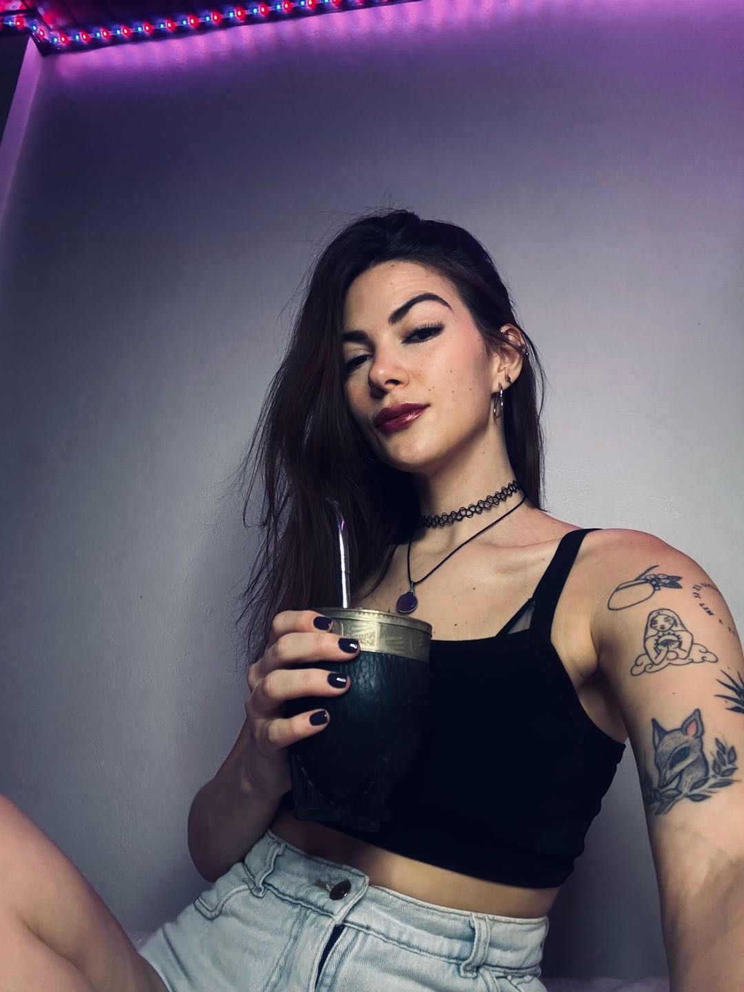 Woman ready for a video chat on camera